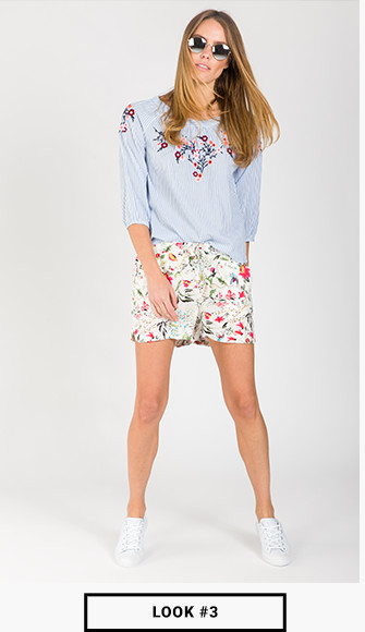 Blomster og striber look 3